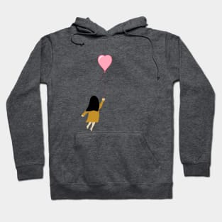 A flying girl with heart Balloon Hoodie